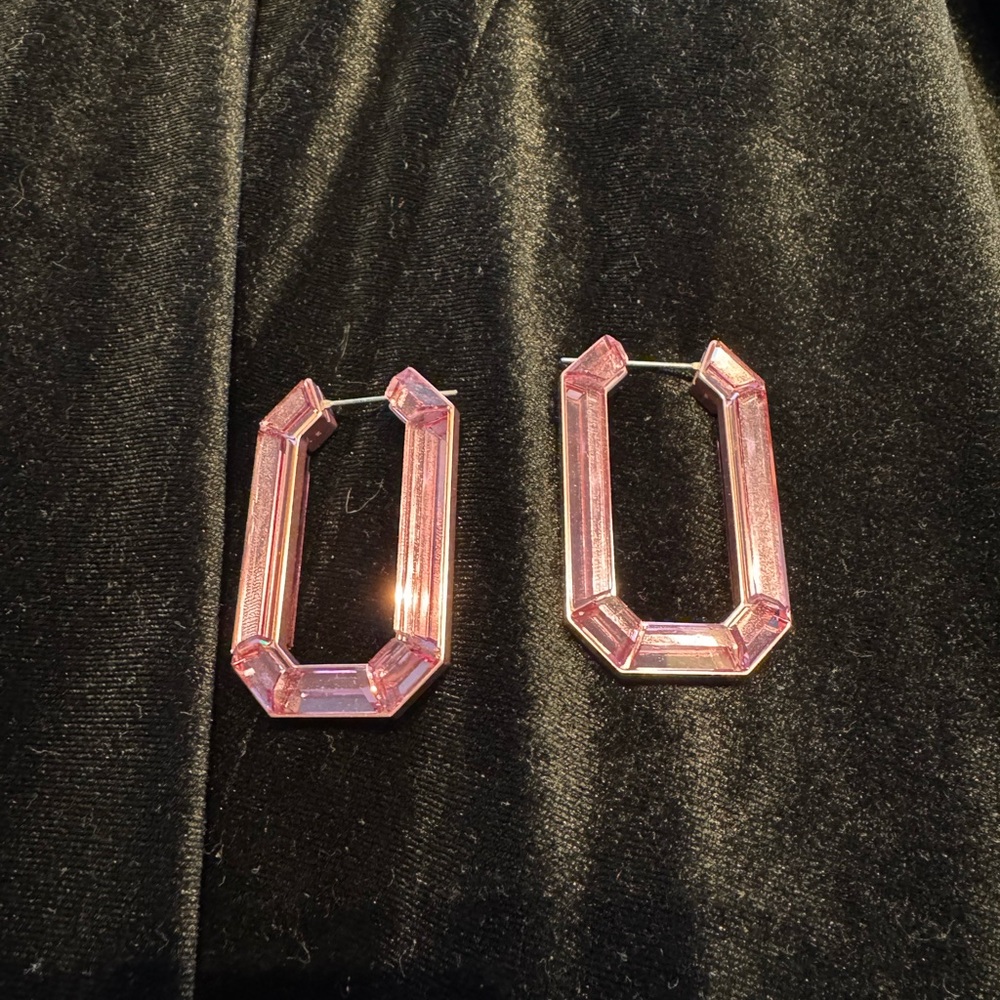 Elegant Pink Geometric Swarovski Earrings